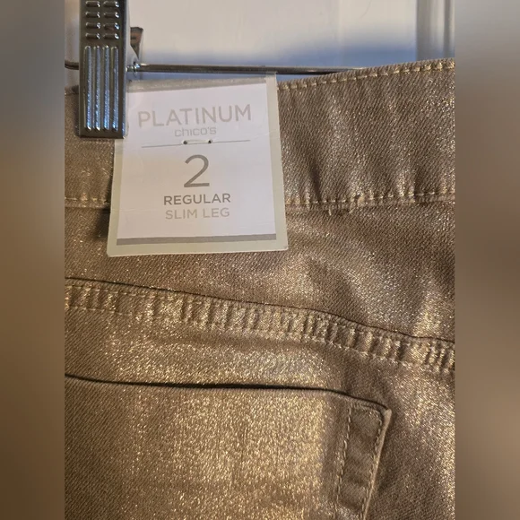 Chico's Platnum Label Gold Shimmer Jeans - Picture 10 of 12